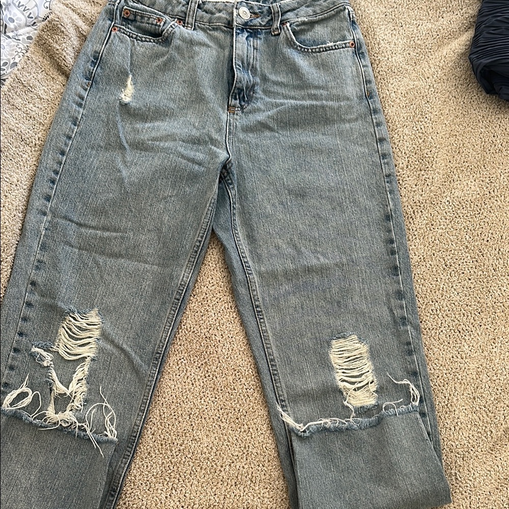 BDG Blue Ankle Cropped Distressed Jeans